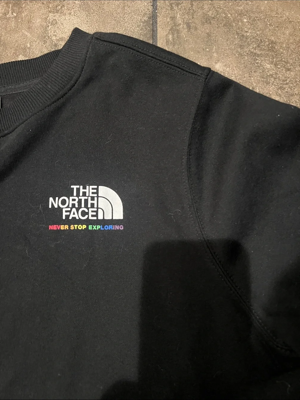 The North Face Men's Black Crewneck Sweatshirt with White Logo